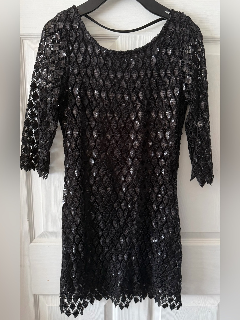 NWT Gracia Black Lace Sequin Long Sleeve Dress